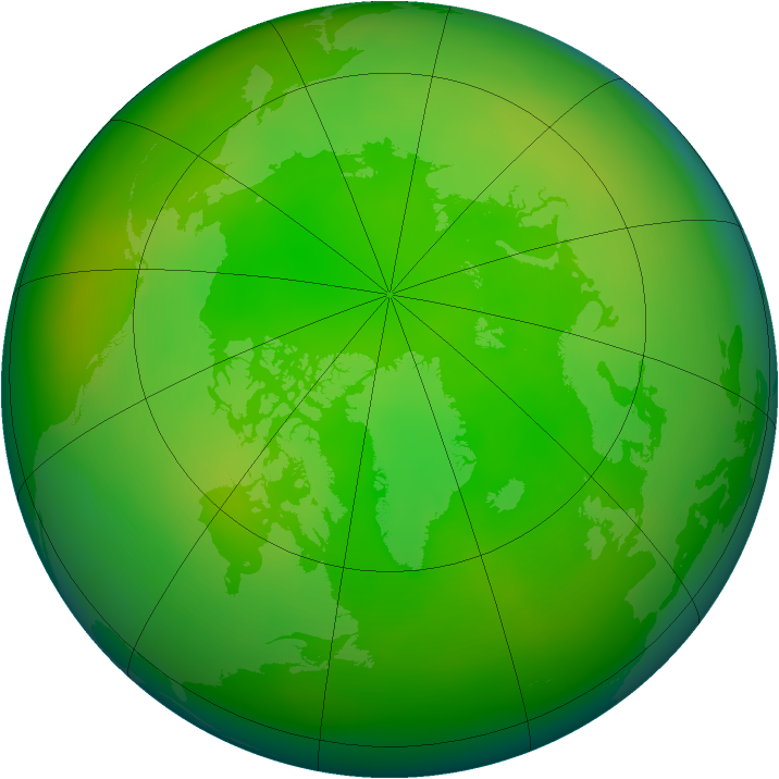 Arctic ozone map for June 2007